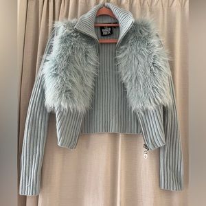 The Ragged Priest Omen Faux Fur Zip-Up Cardigan